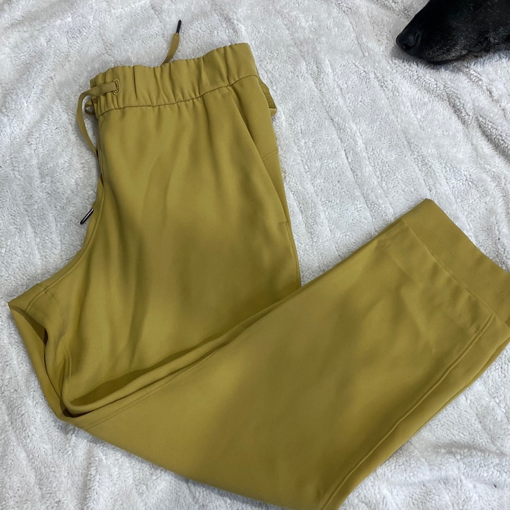 Gold on the fly woven trousers! 25 inch length